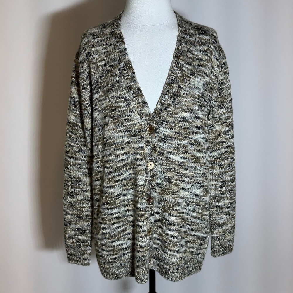 Michael Kors Multicolor Metallic Chunky Knit Cardigan Sweater Womens Size Small